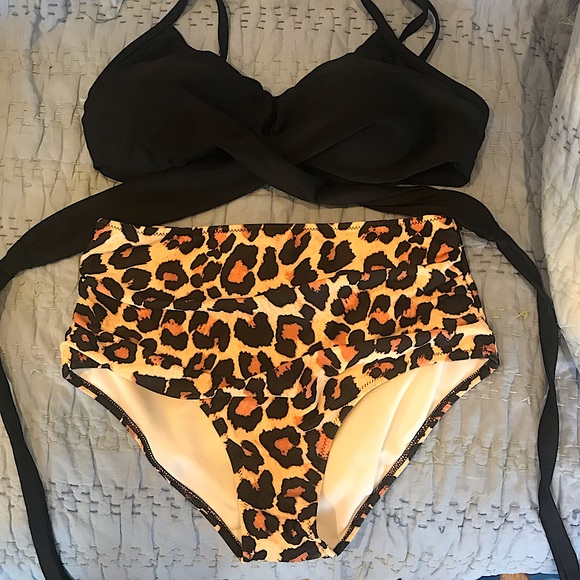 Leopard High Waisted Two Piece Bathing Suit - Picture 2 of 3
